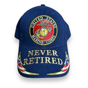 U.S. Marine Corps Never Retired Cap Baseball Strapback Hat Military Navy‎ Blue
